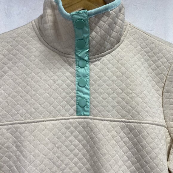 JNY-JONES NEW YORK Quilted Pullover Snap Mock Neck Sweatshirt Women Small Cream - Picture 14 of 16
